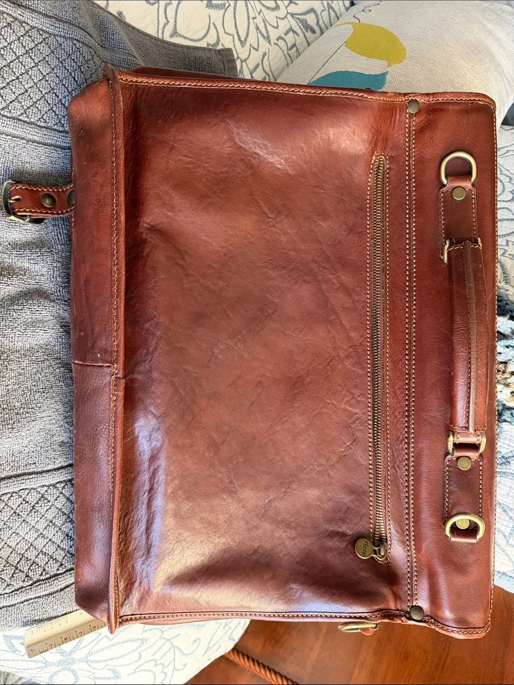 PREOWNED PRELOVED FLOTO Piazza Leather Messenger Bag - BROWN